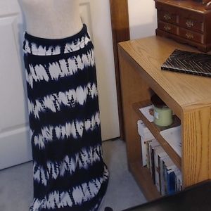 White and Blue Tie Dye Maxi Skirt